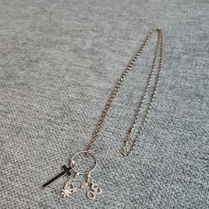THOMAS STERLING Silver Charm Necklace with Cross and Symbols